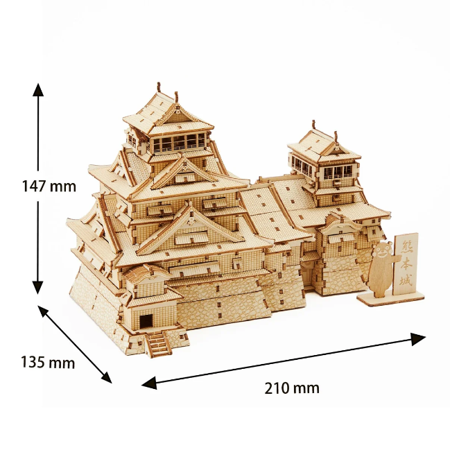 Azone wa-gu-mi Wooden Art Kumamoto Castle (with Kumamon plate) 326 pieces, level 5
