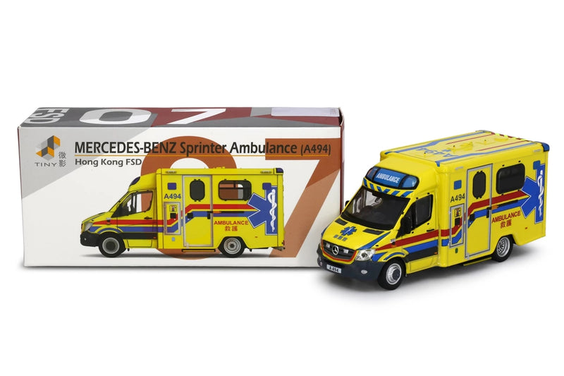 Tiny City 159 Die-cast Model Car - Mercedes-Benz Sprinter FL HKFSD Ambulance (A494)