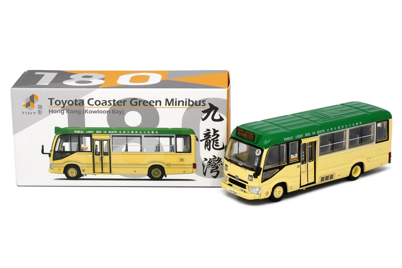 Tiny City 180 Die-cast Model Car - Toyota Coaster (B70) Green Mini Bus (19-seats)
