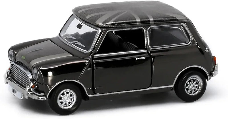 Tiny City Die-cast Model Car - Mini Cooper Union Jack Roof (Chrome Black) (RHD)
