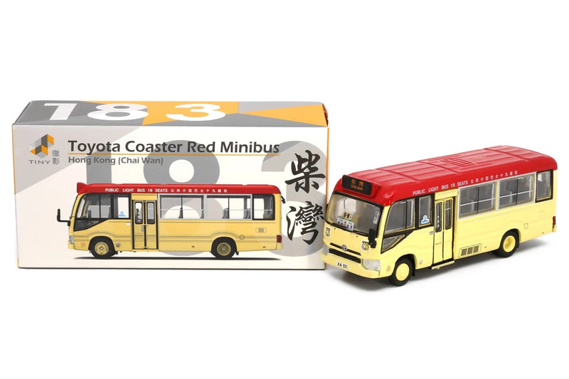 Tiny City 183 Die-cast Model Car - Toyota Coaster (B70) Red Minibus (19-seats)