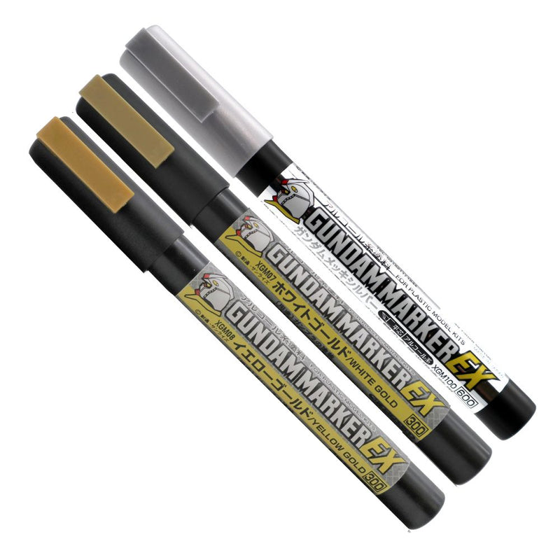 GUNDAM MARKER EX PLATED SILVER AND 2 EX GOLD COLORS