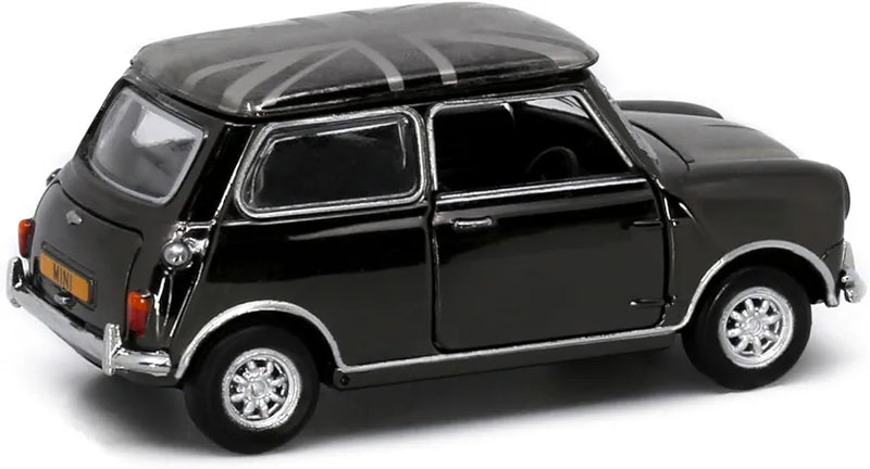 Tiny City Die-cast Model Car - Mini Cooper Union Jack Roof (Chrome Black) (RHD)