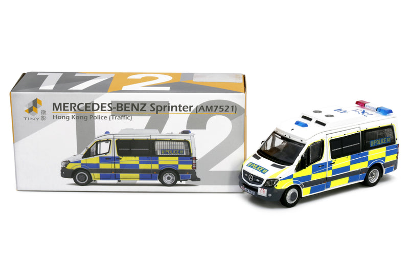 Tiny City 172 Die-cast Model Car - MERCEDES-BENZ Sprinter Police Traffic (with mesh window shields) (AM7521)