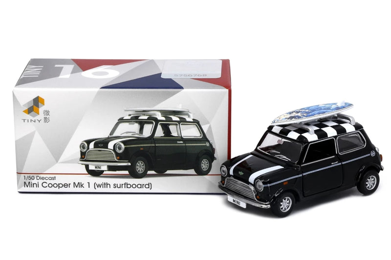 Tiny City Die-cast Model Car - Mini Cooper Mk 1 (with surfboard)